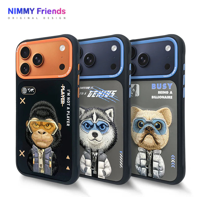 Nimmy Little Rich Tycoon Chain Grip Case for iPhone 13–17 Pro Max | Premium Shockproof Designer Cover