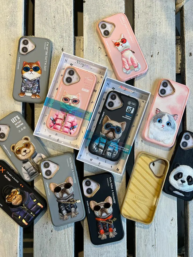 Nimmy Jacket & Chain Series iPhone 16 Case – 3D Embroidered TPU+PC Protective Cover (16/16 Pro/Pro Max)