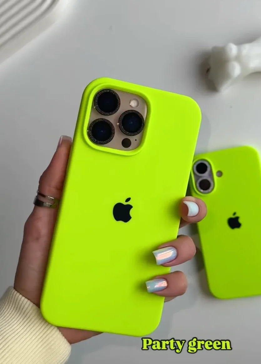 luorescent green shockproof iPhone case microfiber lining