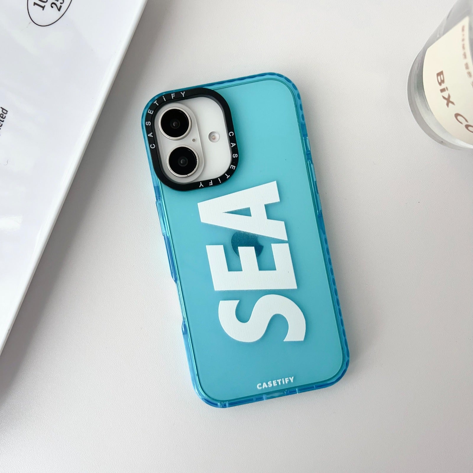 SEA Transparent Shockproof iPhone 16 Series Case – Aqua Blue