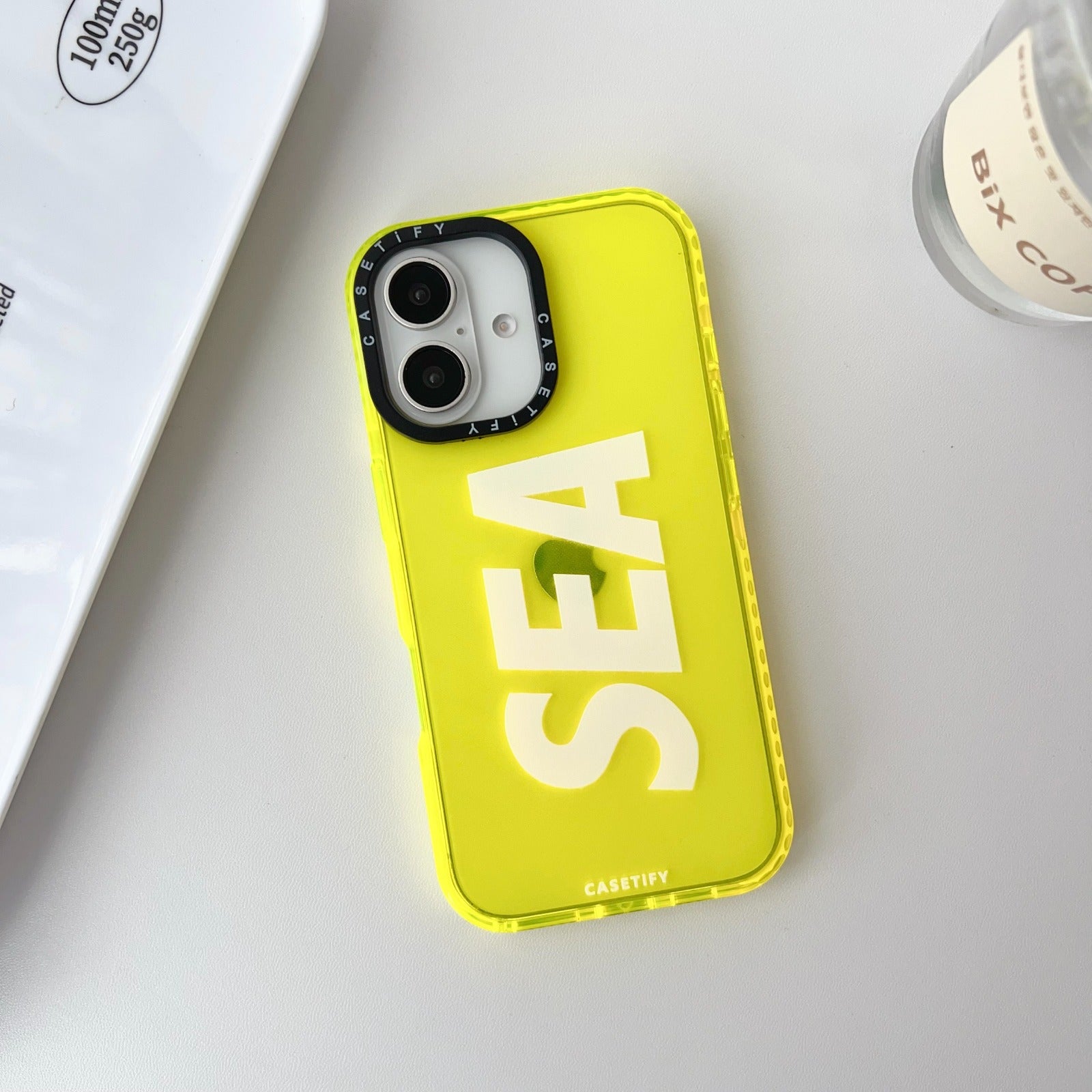 SEA Transparent Shockproof iPhone 16 Series Case – Neon Yellow