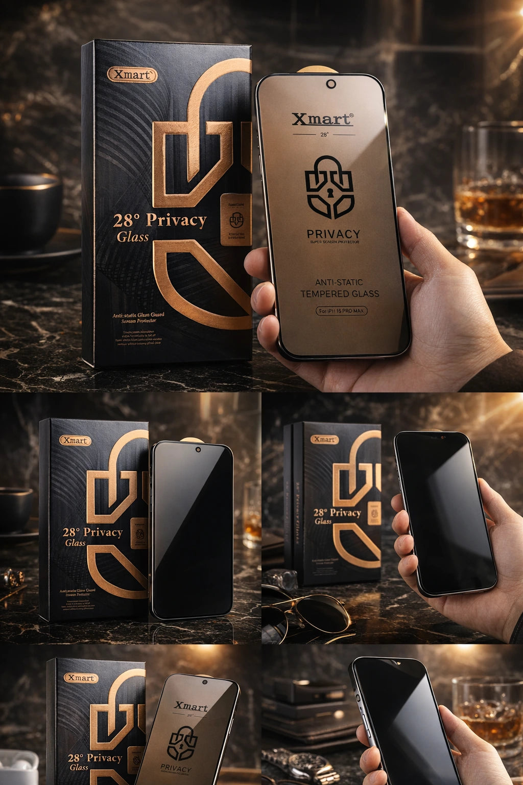 Xmart 28° Privacy Tempered Glass Screen Protector – Anti-Static | Full Coverage Protection