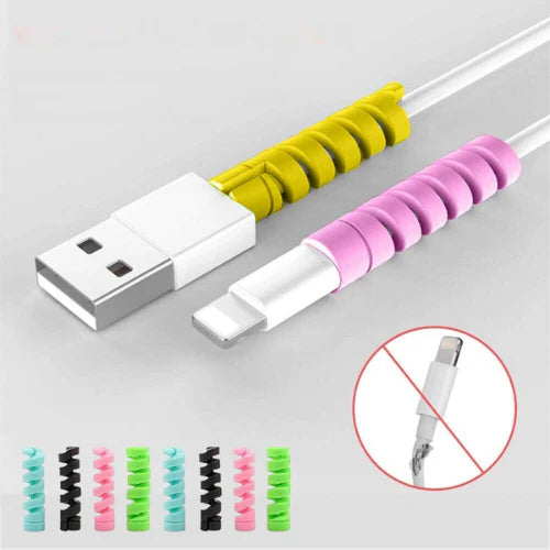 Spiral Charger Spring Cable Protector Data Cable Saver (Pack of 4)