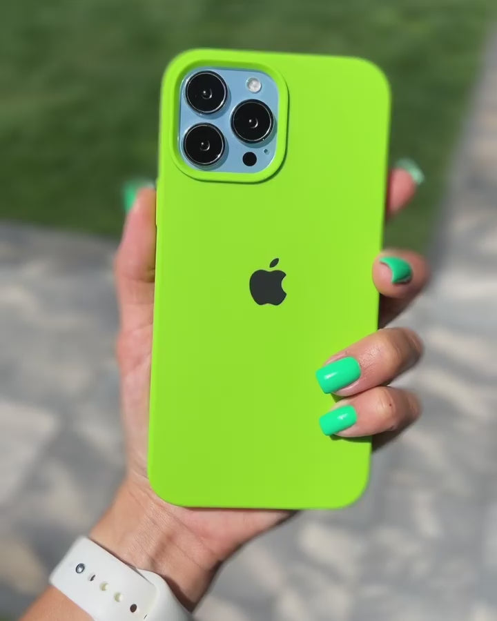 Neon Green iPhone Silicone Case – Side View