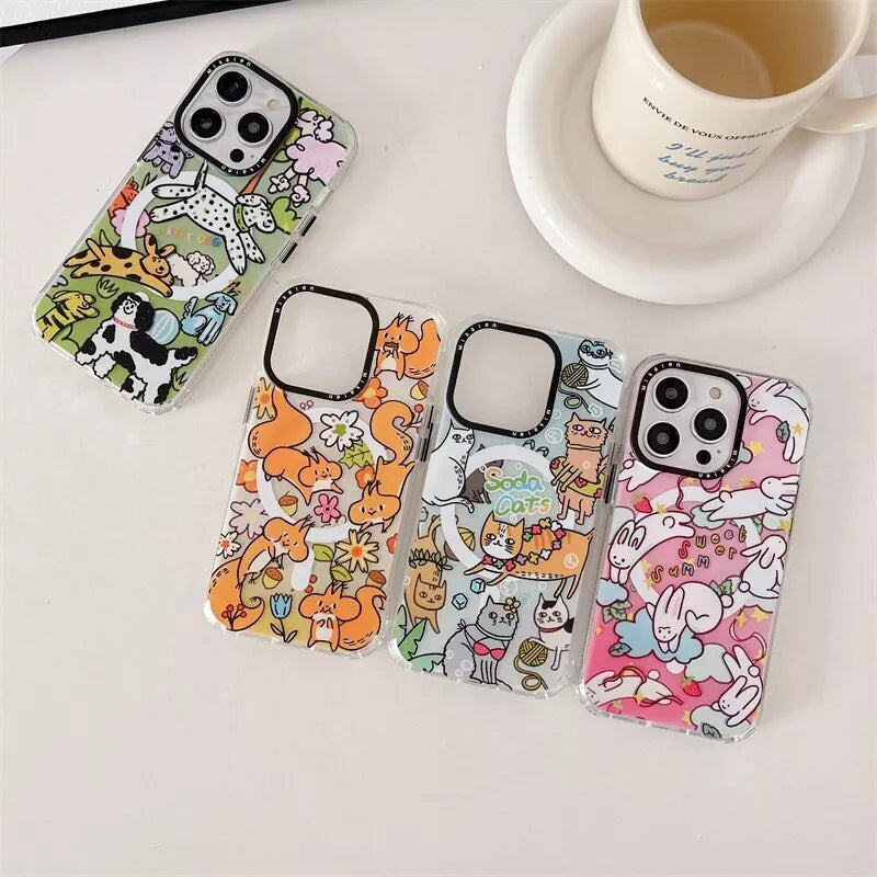 Mikalen Cute Animal Bayer TPU Material shockproof Magnetic Case for iPhone 15 Series