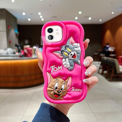 Tom and Jerry Cartoon 3D Curly Printed Protective Back Case