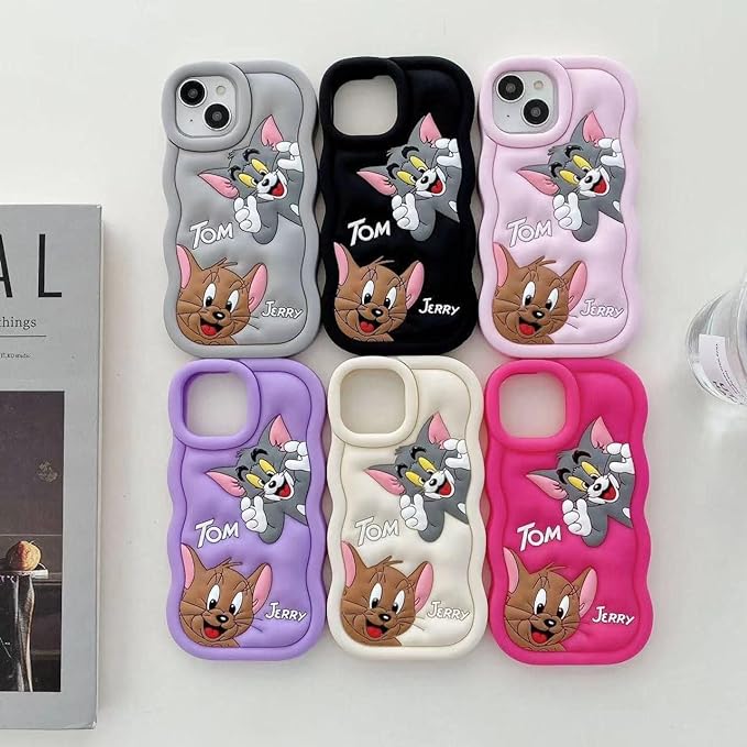 Tom and Jerry Cartoon 3D Curly Printed Protective Back Case