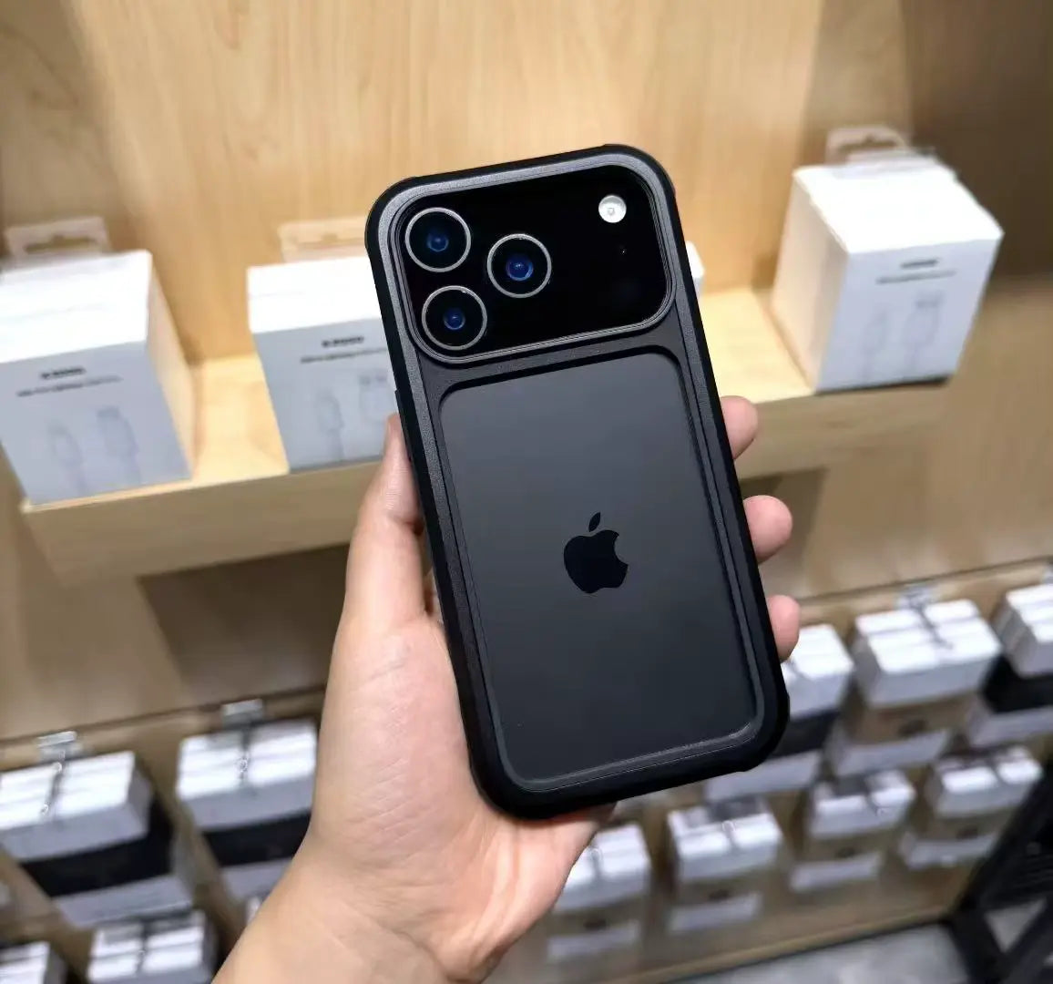 Black Metal Frame Transparent MagSafe Case for iPhone 17 Pro