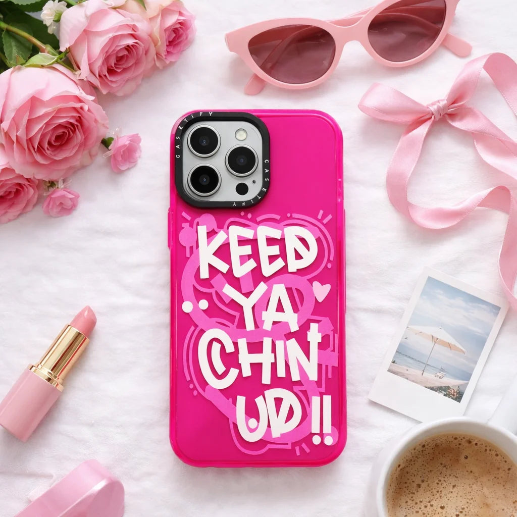 Keep Ya Chin Up Cute Aesthetic iPhone Case | Motivational Quote Shockproof Cover – Neas Original