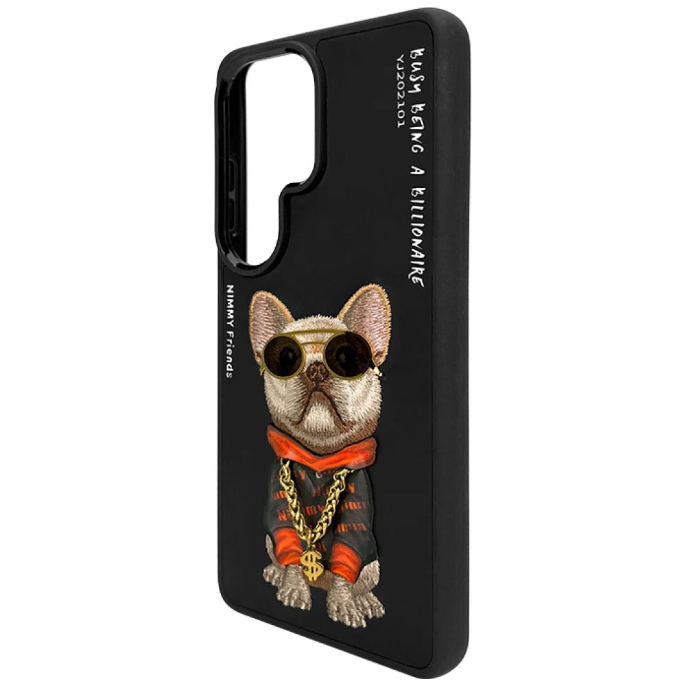 Nimmy Dog Chain Case for Samsung Galaxy S26 Ultra, S25 Ultra, S24 Ultra – Luxury Designer Grip Cover (Black, Shockproof)