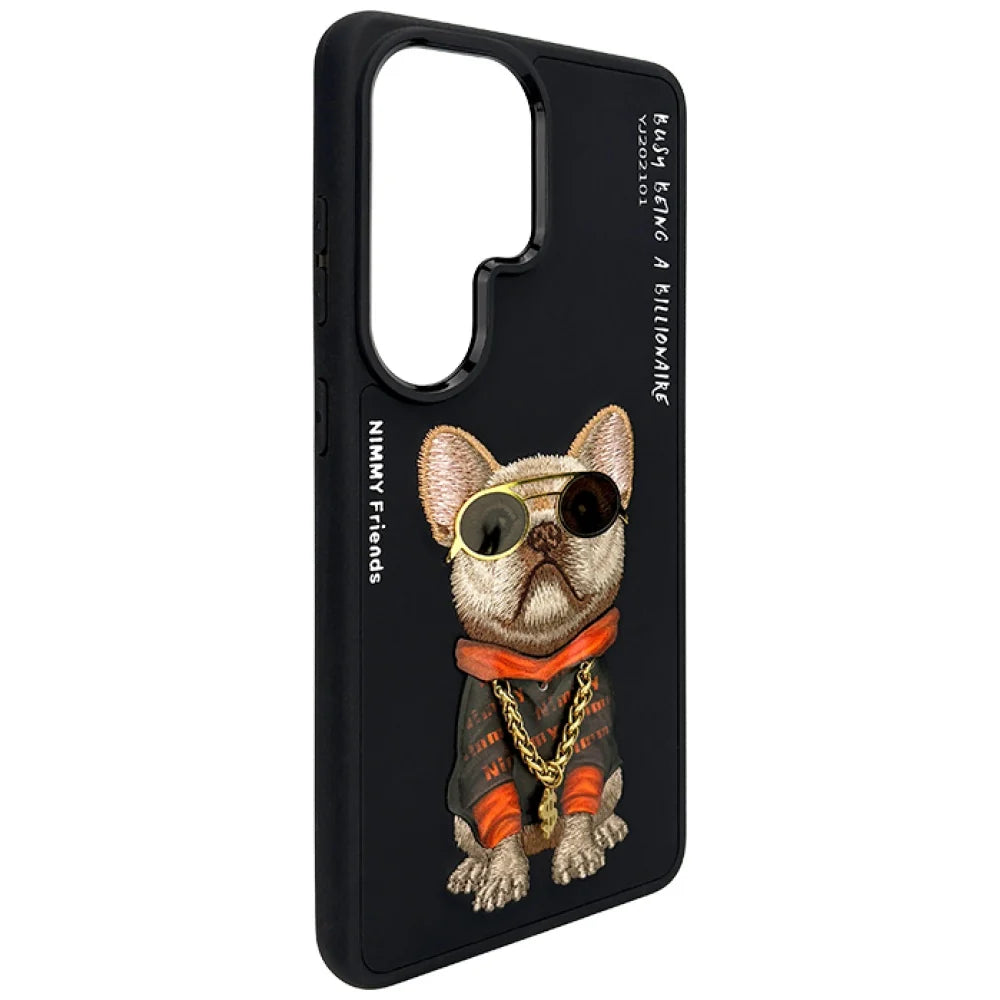 Nimmy Dog Chain Case for Samsung Galaxy S26 Ultra, S25 Ultra, S24 Ultra – Luxury Designer Grip Cover (Black, Shockproof)