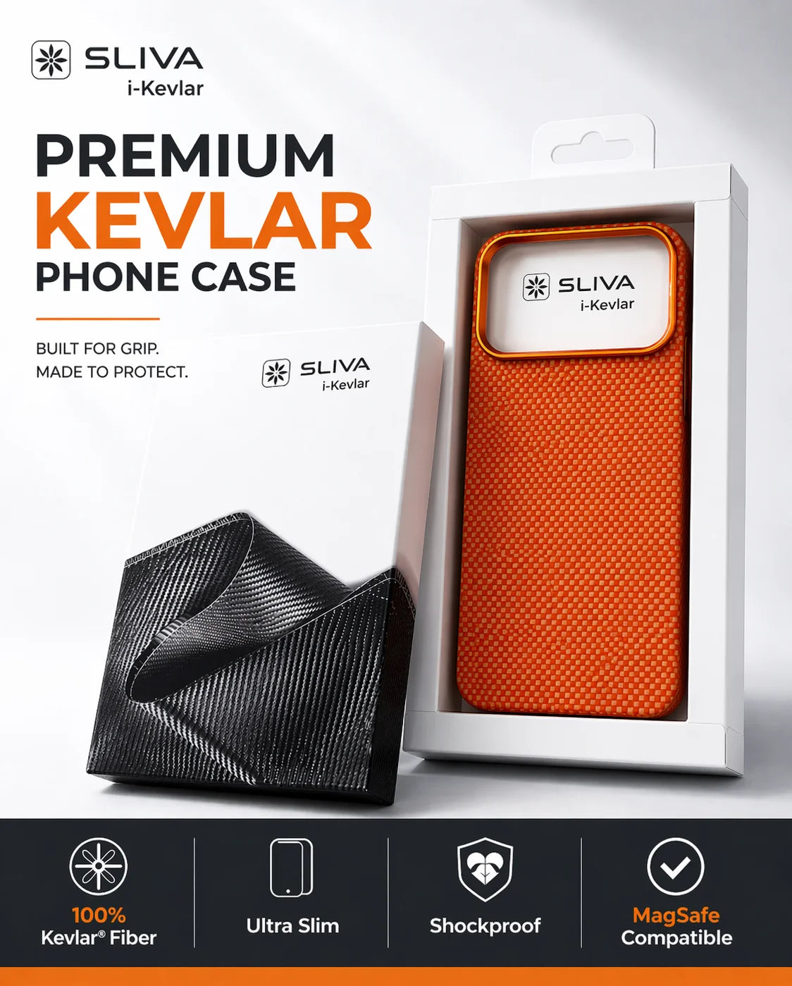 SLIVA i-Kevlar Carbon Fiber Case – Orange for iPhone