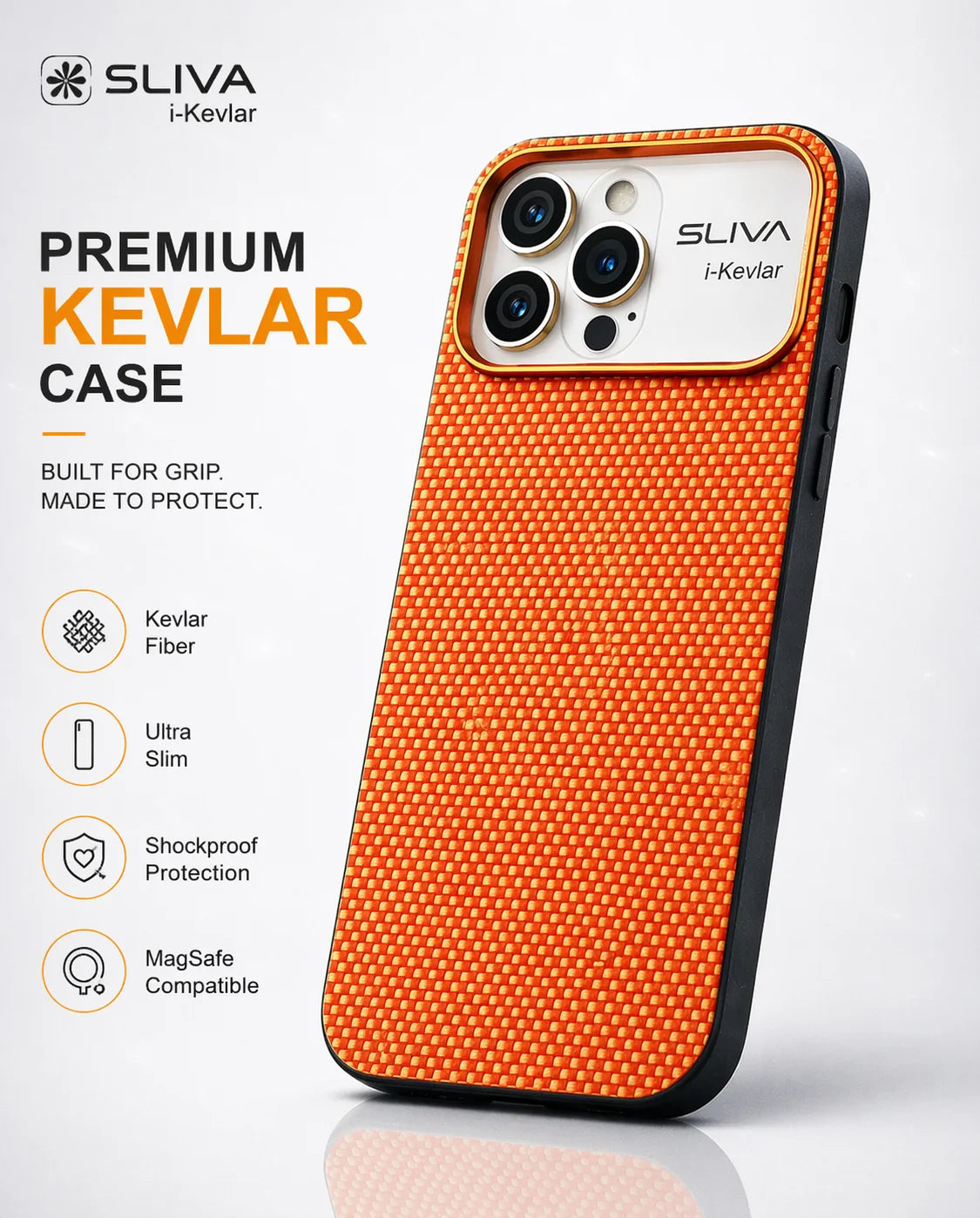 SLIVA i-Kevlar Carbon Fiber Case – Orange for iPhone
