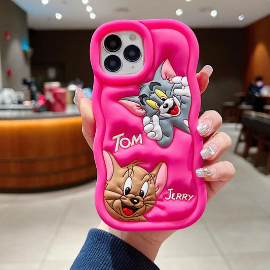 Tom and Jerry Cartoon 3D Curly Printed Protective Back Case