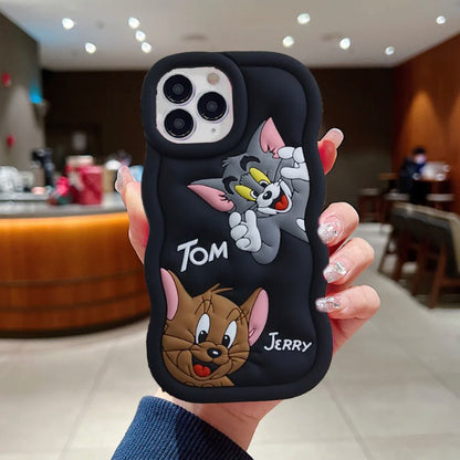 Tom and Jerry Cartoon 3D Curly Printed Protective Back Case