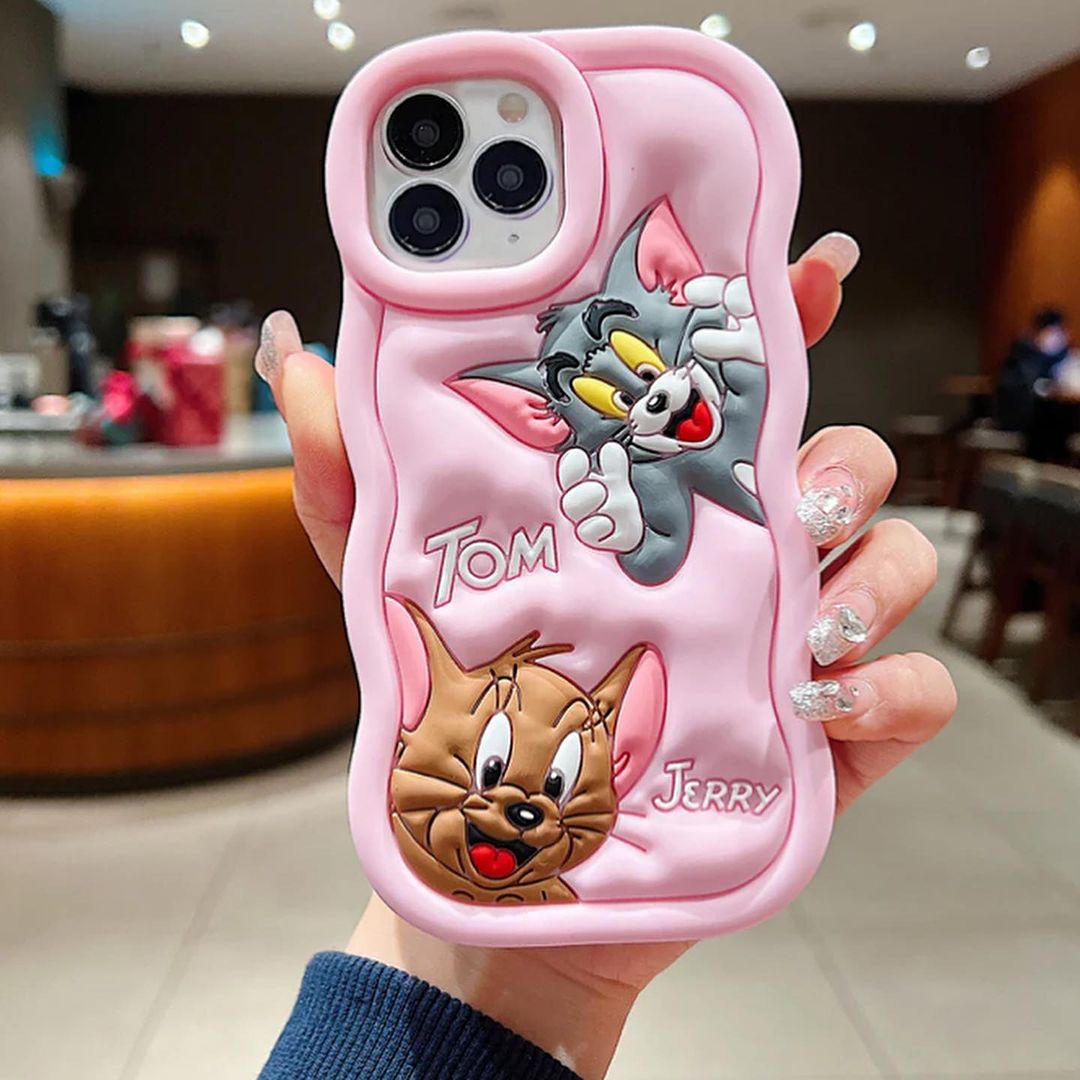 Tom and Jerry Cartoon 3D Curly Printed Protective Back Case