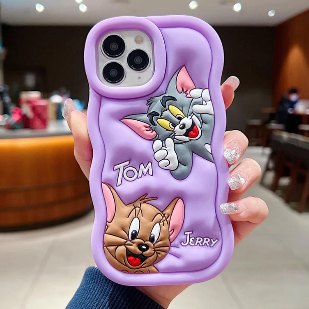 Tom and Jerry Cartoon 3D Curly Printed Protective Back Case