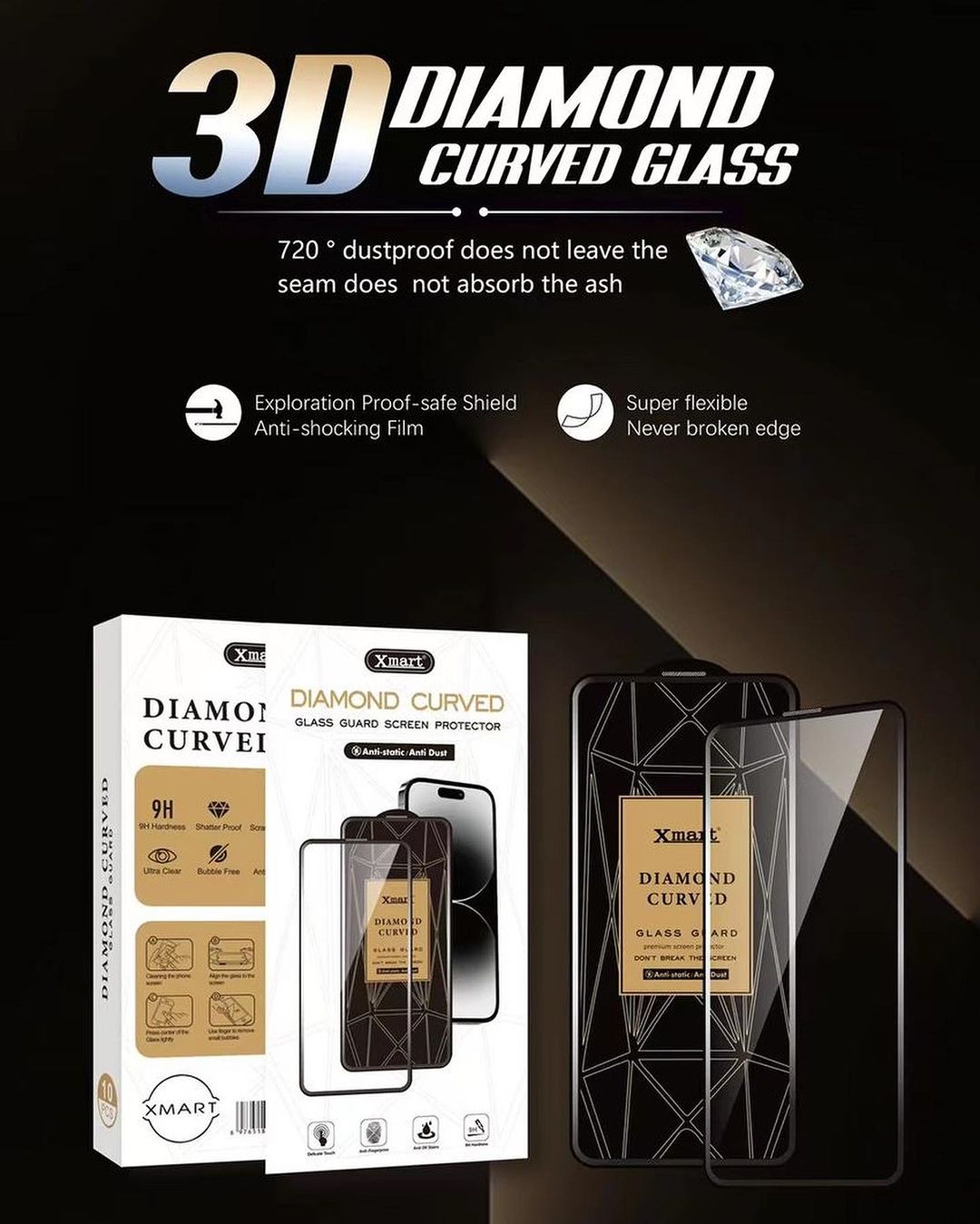 Xmart Premium Quality Diamond Curved Glass