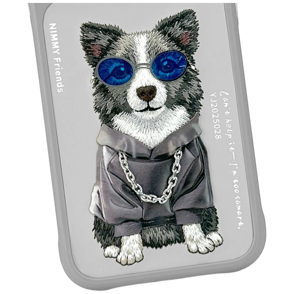Nimmy Glasses Cool Dog iPhone Case – Premium 3D Cute Grey Aesthetic Cover (Shockproof & Stylish)