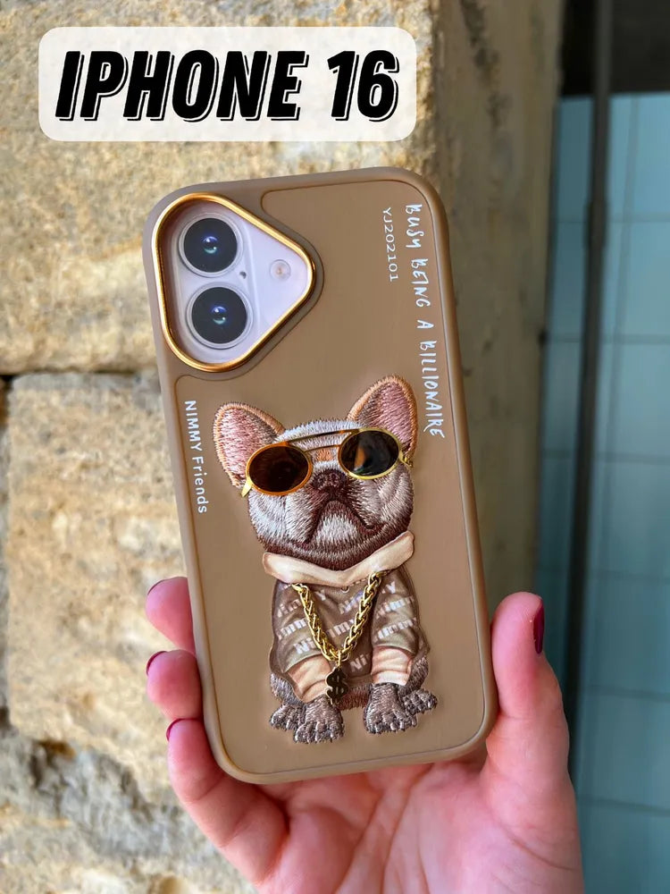 Nimmy case iPhone 16 Dog Desert embroidered TPU PC cover