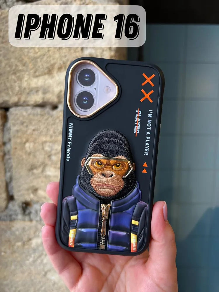 Nimmy case iPhone 16 Gorilla embroidered TPU PC case