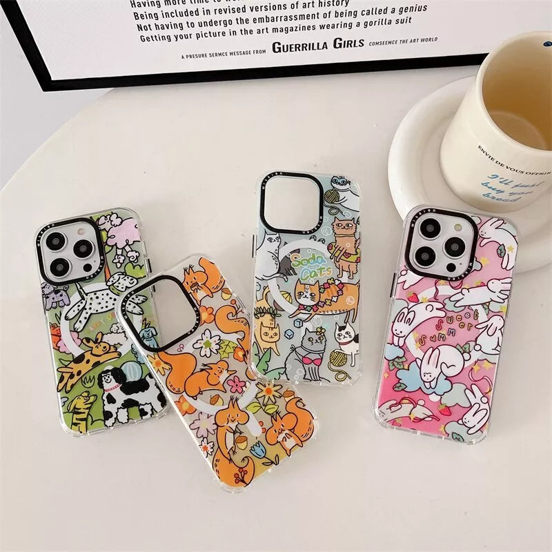 Mikalen Cute Animal Bayer TPU Material shockproof Magnetic Case for iPhone 15 Series