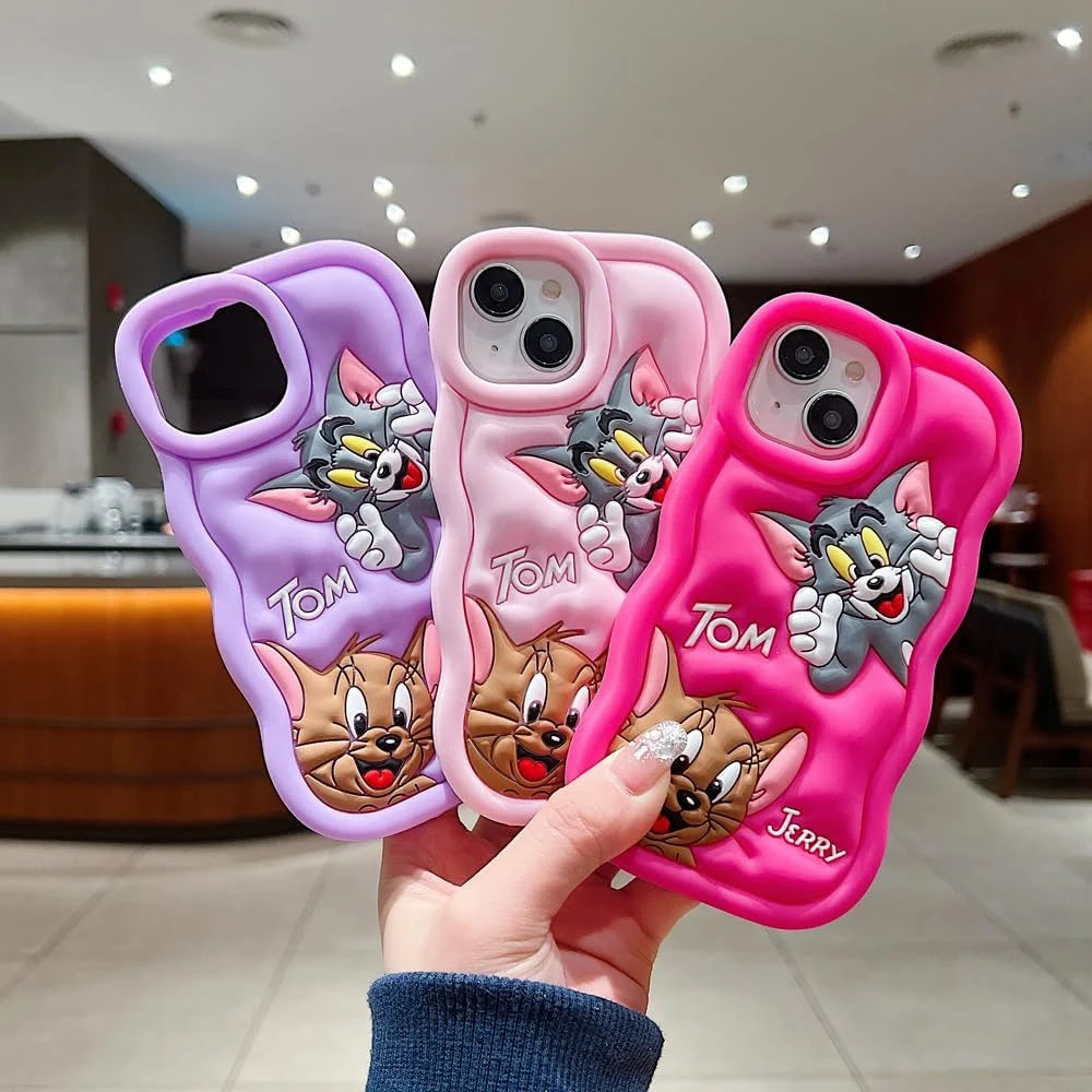 Tom and Jerry Cartoon 3D Curly Printed Protective Back Case