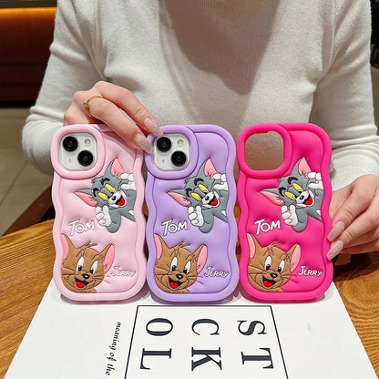 Tom and Jerry Cartoon 3D Curly Printed Protective Back Case