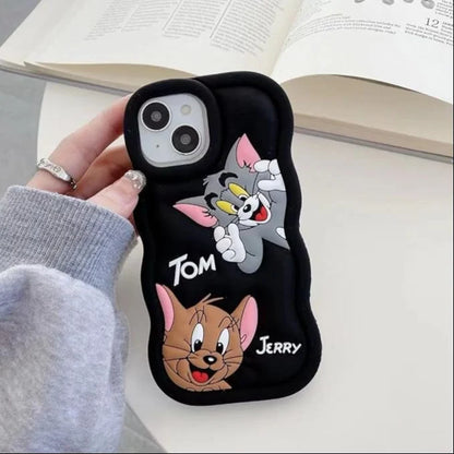 Tom and Jerry Cartoon 3D Curly Printed Protective Back Case