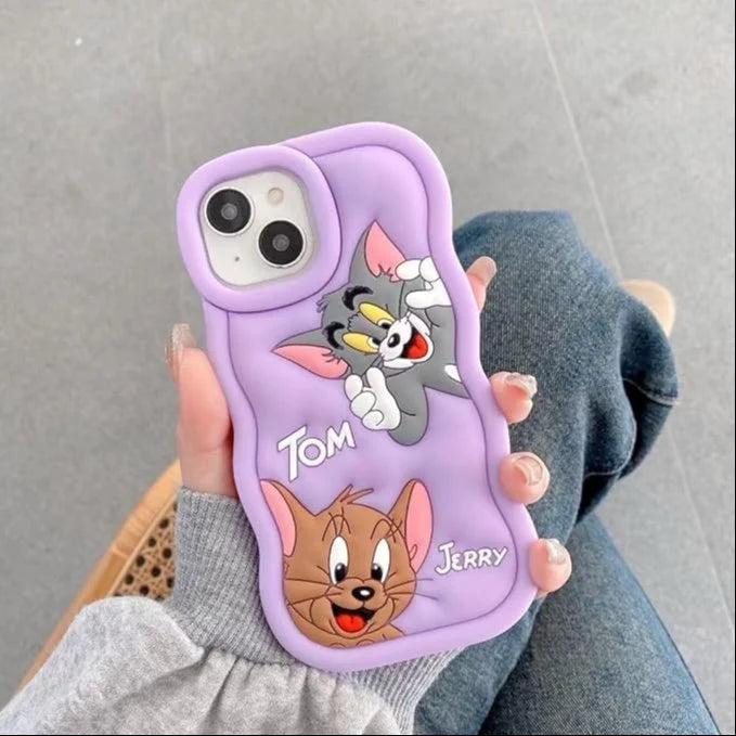 Tom and Jerry Cartoon 3D Curly Printed Protective Back Case