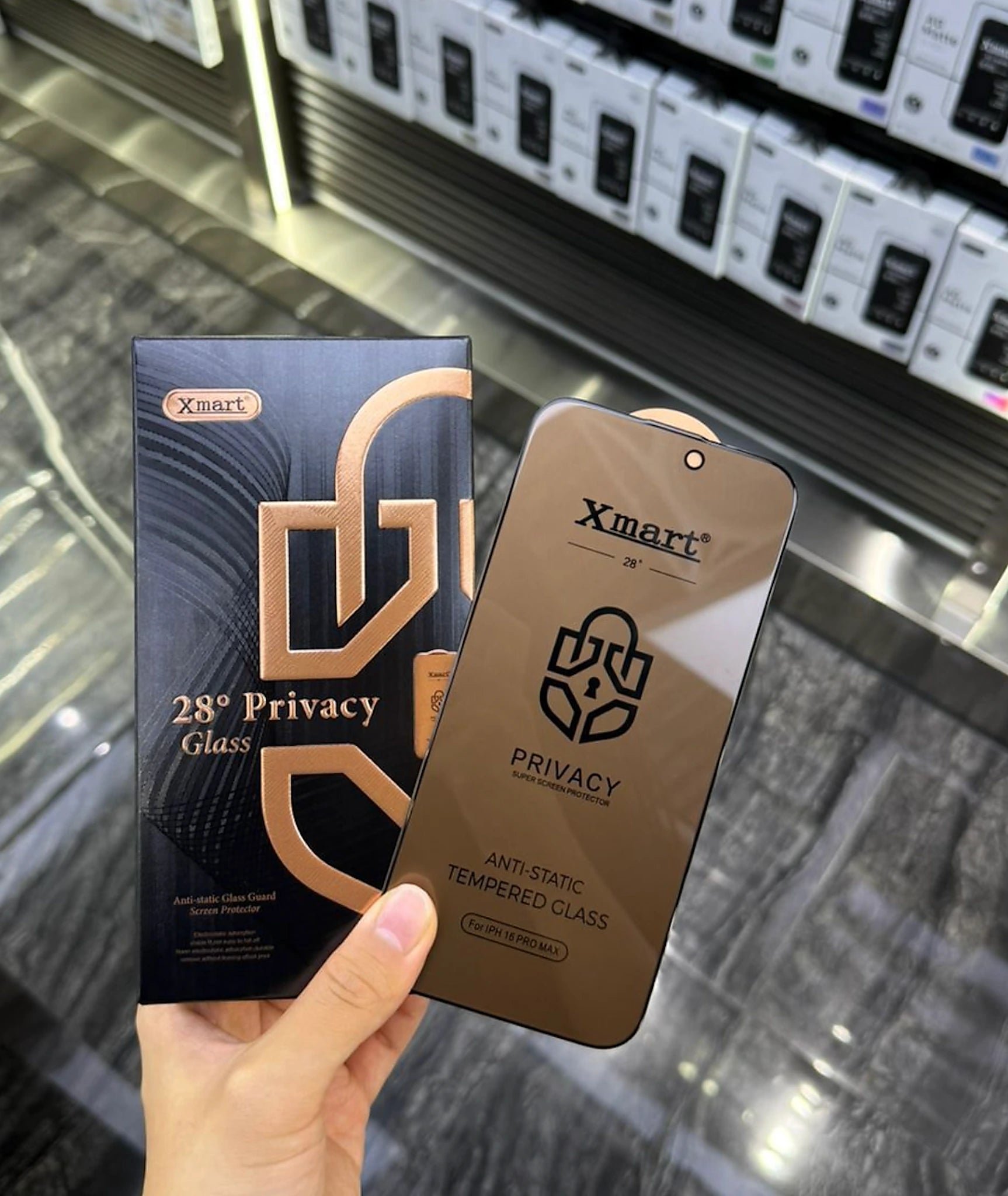 Xmart 28° Privacy Tempered Glass Screen Protector – Anti-Static | Full Coverage Protection
